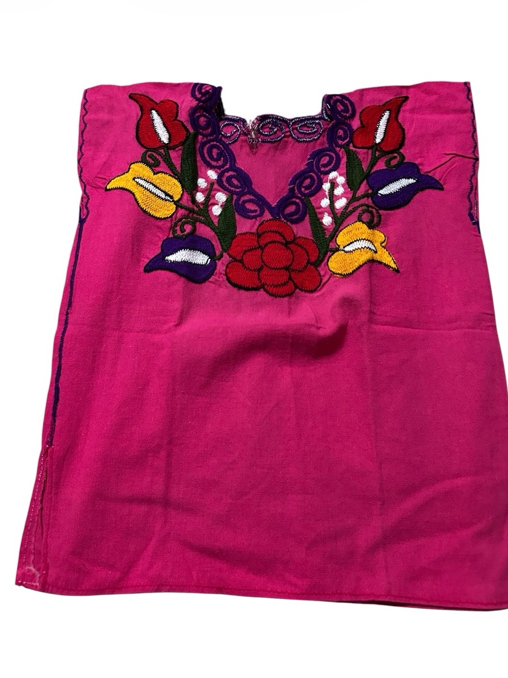 Embroidered Fuchsia Mexican-Style blouse
